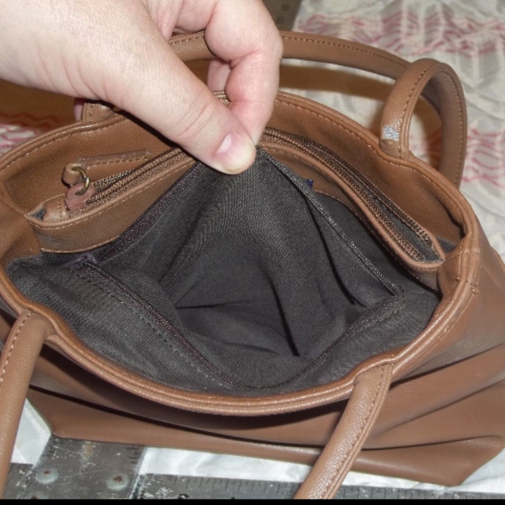 Hillard & Hanson Brown Leather Double Strap Bag - Picture 7 of 8